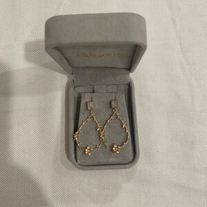 Isabela Statement Gold Plated Rose Quartz Dangle Earrings